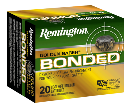 Remington Golden Saber Defense Ammunition 9mm Luger +P 124 Grain Brass Jacketed Hollow Point Box of 20