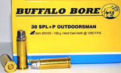 Buffalo Bore Ammunition Outdoorsman 38 Super +P 147 Grain Jacketed Hollow Point Box of 20