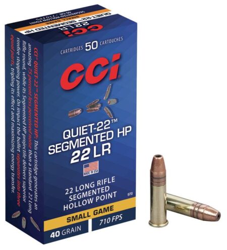 CCI Quiet-22 Segmented HP Rimfire Ammuntion .22 LR 40 gr HP 710 fps 50/ct