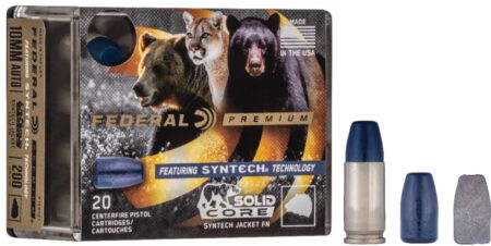 Federal Syntech Solid Core Ammunition 10mm Auto 200 Grain Total Synthetic Jacket Hard Cast Flat Nose Box of 20
